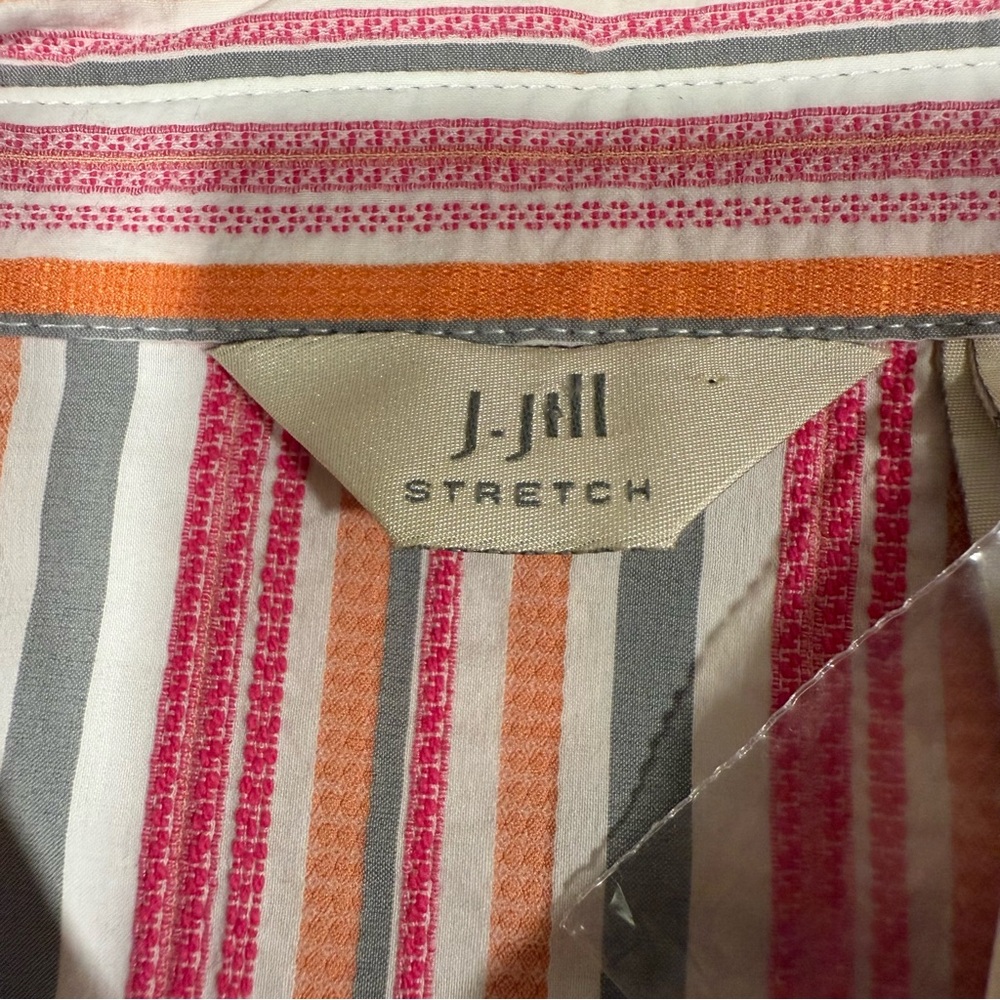 J. Jill Stretch button up shirt collared pink orange coquette‎ fitted Size 20 W - Picture 4 of 13
